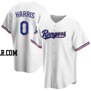 Dustin Harris Men's Texas Rangers White Replica Home 2023 World Series Champions Jersey