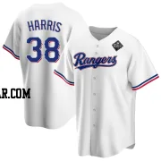 Dustin Harris Men's Texas Rangers White Replica Home 2023 World Series Jersey