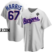 Dustin Harris Men's Texas Rangers White Replica Home Cooperstown Collection 2023 World Series Jersey