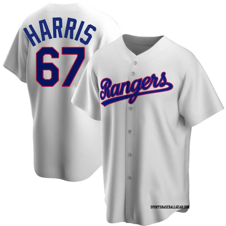 Dustin Harris Men's Texas Rangers White Replica Home Cooperstown Collection Jersey