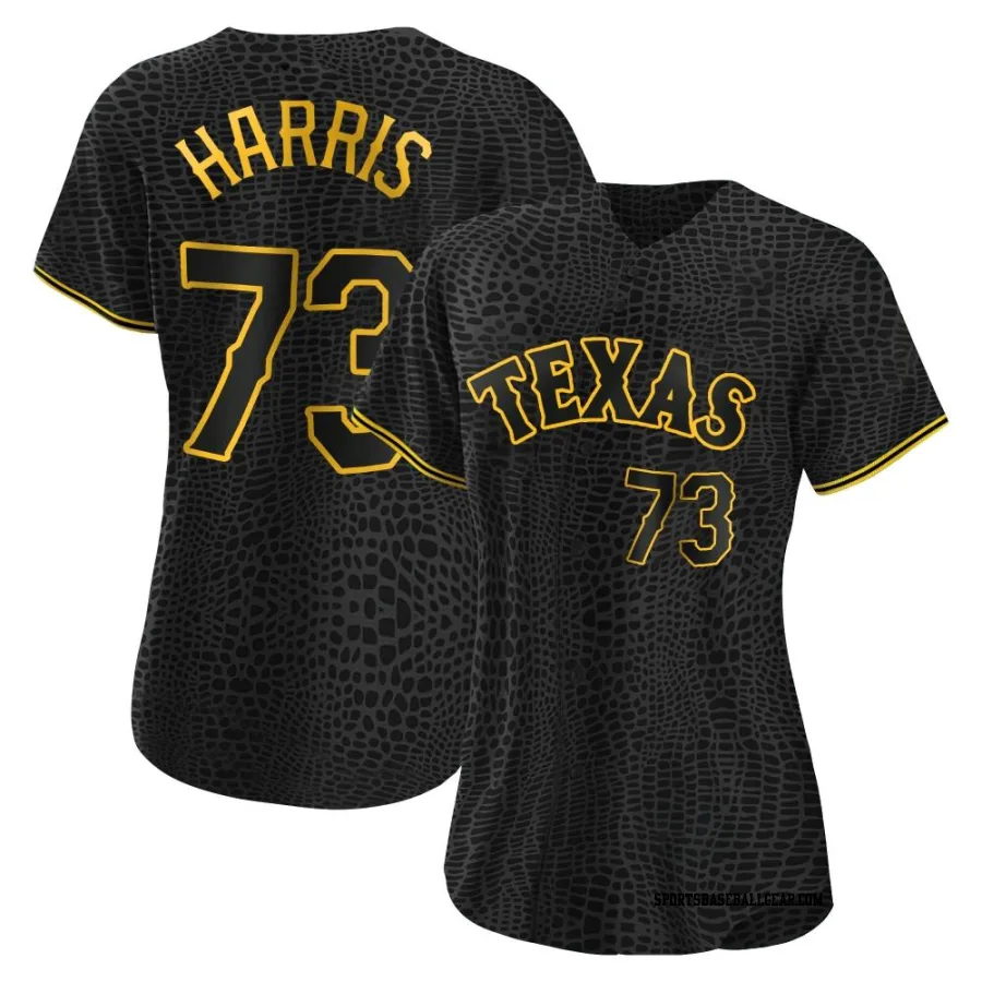 Dustin Harris Women's Texas Rangers Black Authentic Snake Skin City Jersey