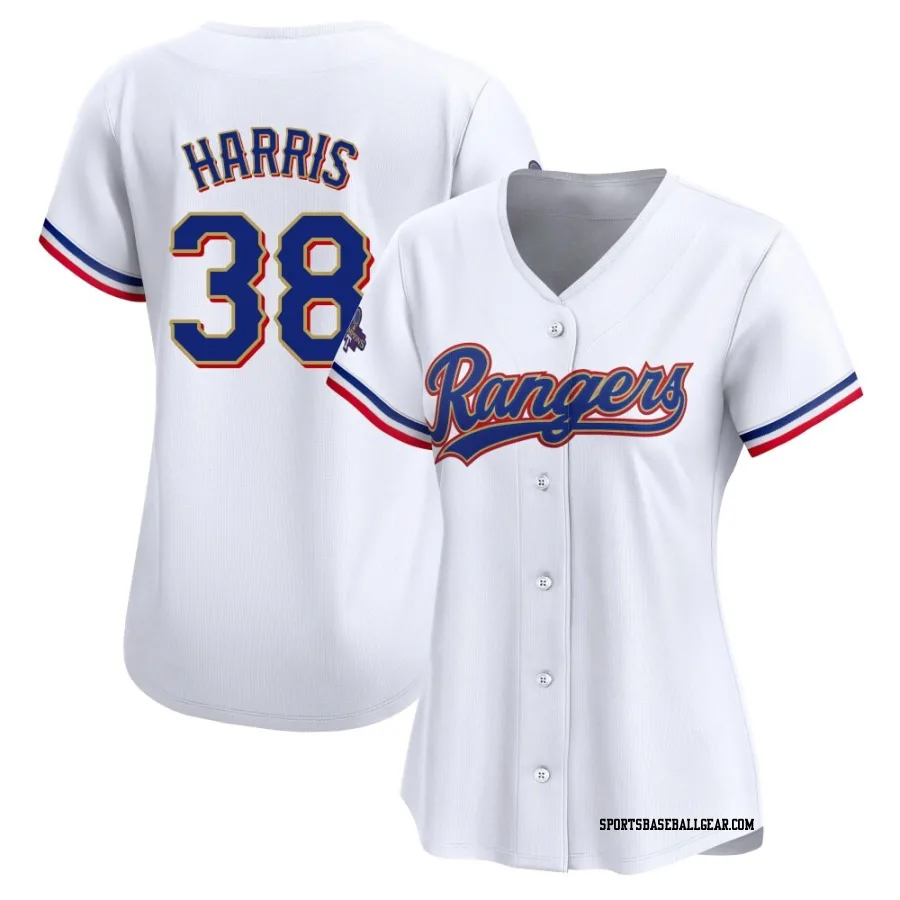 Dustin Harris Women's Texas Rangers Gold Limited White 2024 Collection Jersey