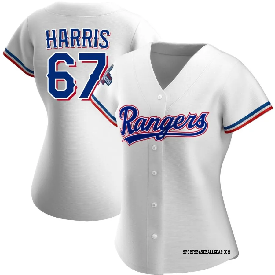 Dustin Harris Women's Texas Rangers White Authentic Home 2023 World Series Champions Jersey