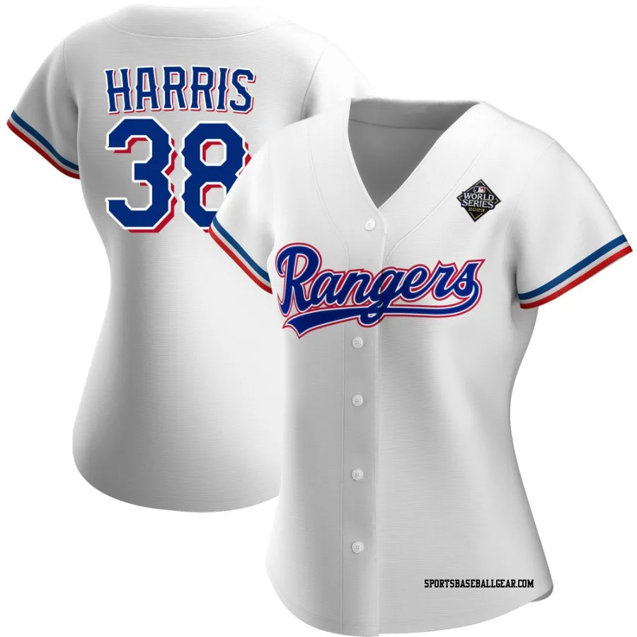 Dustin Harris Women's Texas Rangers White Authentic Home 2023 World Series Jersey