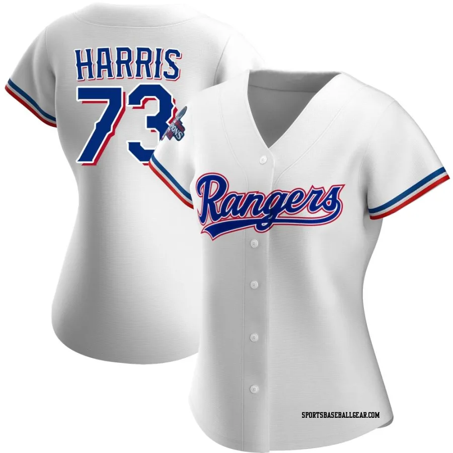 Dustin Harris Women's Texas Rangers White Replica Home 2023 World Series Champions Jersey