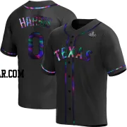 Dustin Harris Youth Texas Rangers Black Holographic Replica Alternate 2023 World Series Jersey