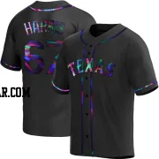 Dustin Harris Youth Texas Rangers Black Holographic Replica Alternate Jersey