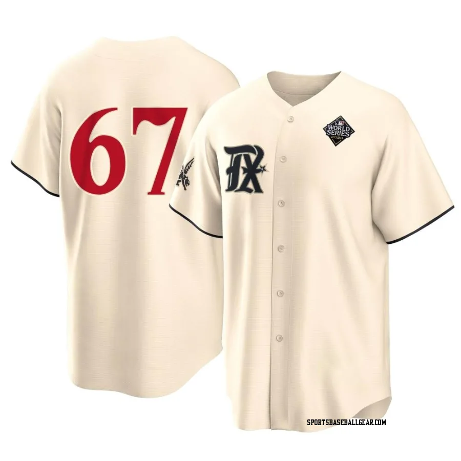 Dustin Harris Youth Texas Rangers Cream Replica 2023 City Connect 2023 World Series Jersey