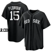 Dustin Pedroia Men's Boston Red Sox Black/White Replica Jersey