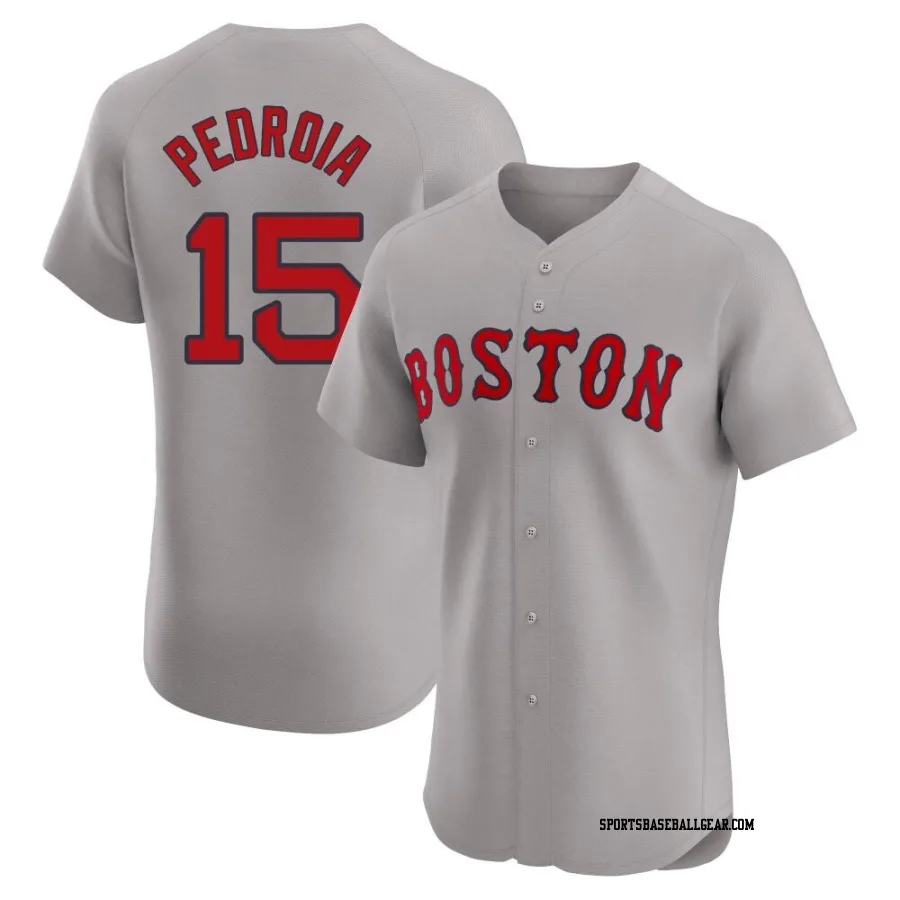 Dustin Pedroia Men's Boston Red Sox Gray Elite Road Jersey