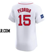 Dustin Pedroia Men's Boston Red Sox White Elite Home Patch Jersey