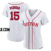 Dustin Pedroia Women's Boston Red Sox White Authentic 2021 Patriots' Day Jersey