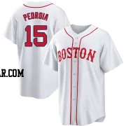 Dustin Pedroia Youth Boston Red Sox White Replica 2021 Patriots' Day Jersey