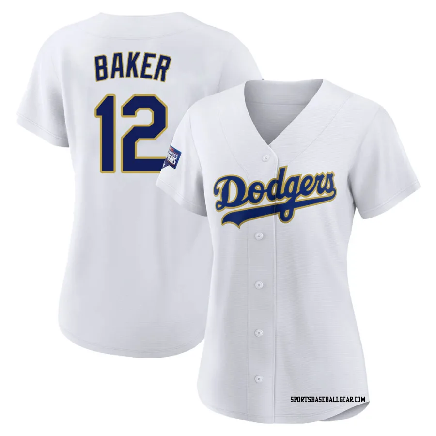 Dusty Baker Women's Los Angeles Dodgers White/Gold Authentic 2021 Gold Program Player Jersey