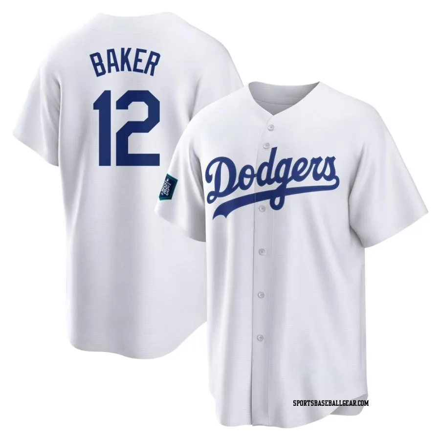 Dusty Baker Youth Los Angeles Dodgers White Replica 2024 World Tour Seoul Series Home Jersey