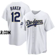 Dusty Baker Youth Los Angeles Dodgers White/Gold Replica 2021 Gold Program Player Jersey