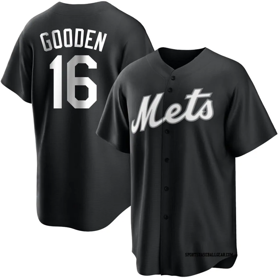 Dwight Gooden Men's New York Mets Black/White Replica Jersey