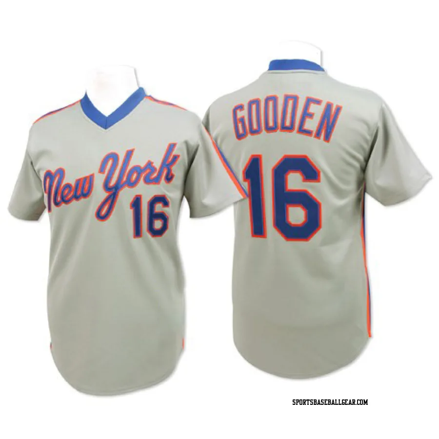 Dwight Gooden Men's New York Mets Grey Replica Throwback Jersey