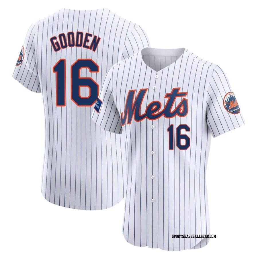 Dwight Gooden Men's New York Mets White Elite Home Patch Jersey