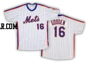 Dwight Gooden Men's New York Mets White/Blue Authentic Strip Throwback Jersey