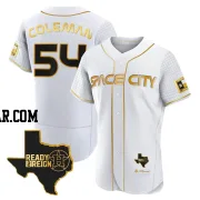 Dylan Coleman Men's Houston Astros White/Gold Authentic 2023 Space City Ready 2 Reign Flex Base Jersey