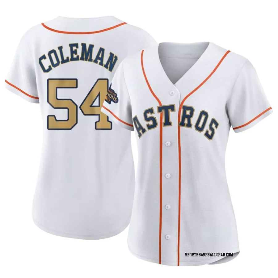 Dylan Coleman Women's Houston Astros Gold Authentic White 2023 Collection Jersey