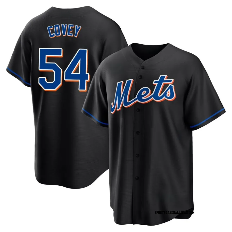 Dylan Covey Men's New York Mets Black Replica 2022 Alternate Jersey