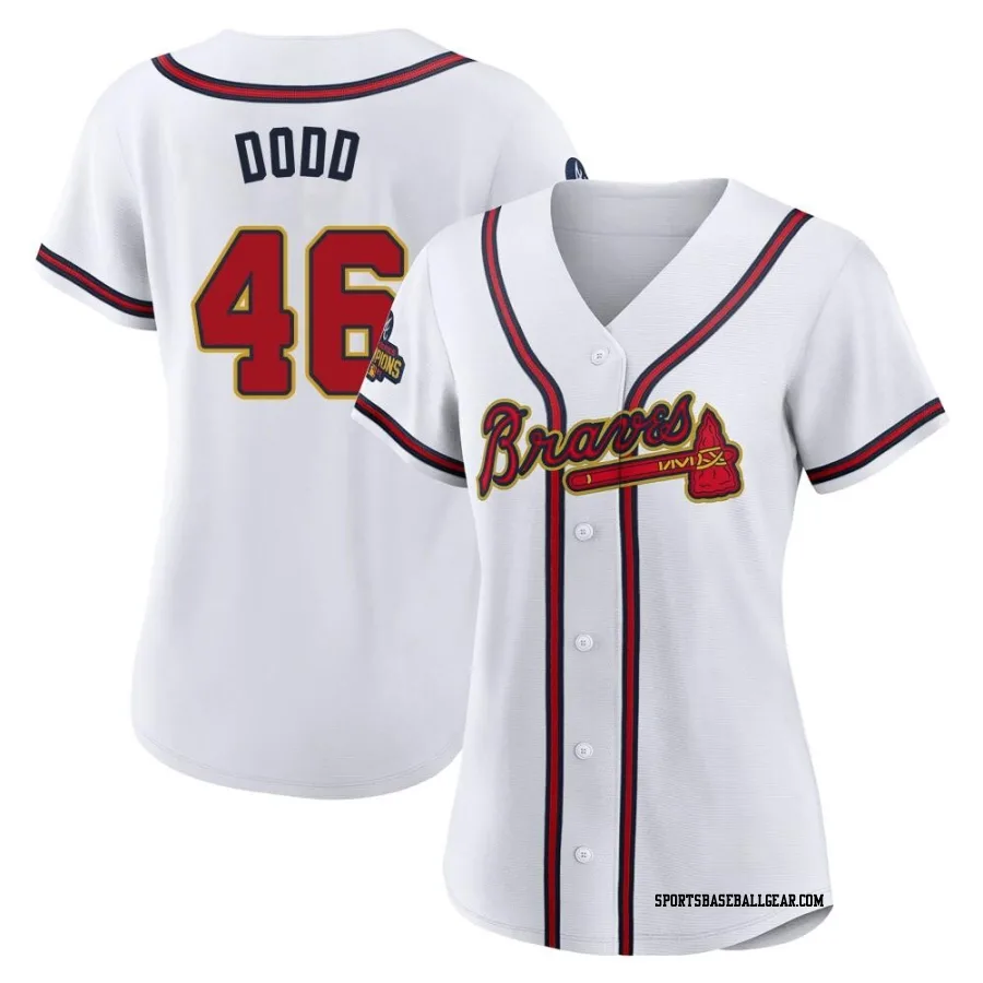 Dylan Dodd Women's Atlanta Braves Gold Authentic White 2022 Program Jersey