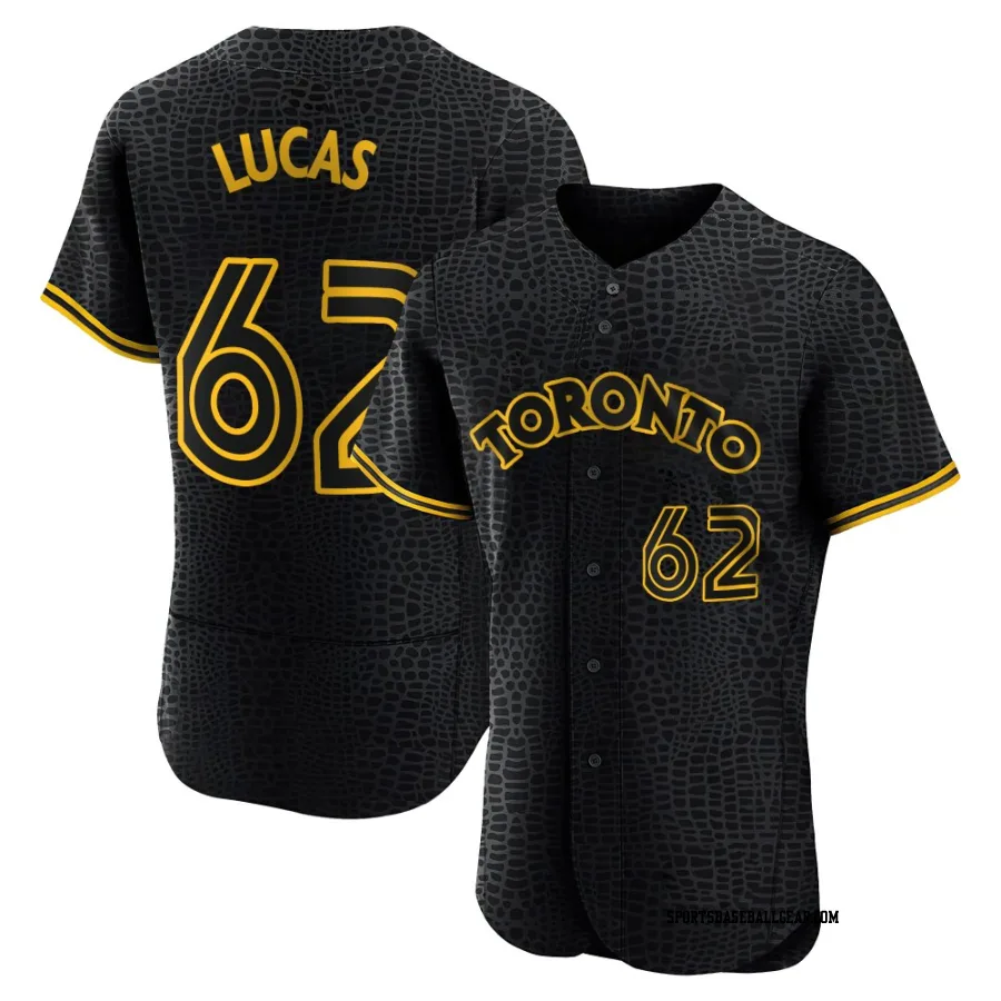 Easton Lucas Men's Toronto Blue Jays Black Authentic Snake Skin City Jersey