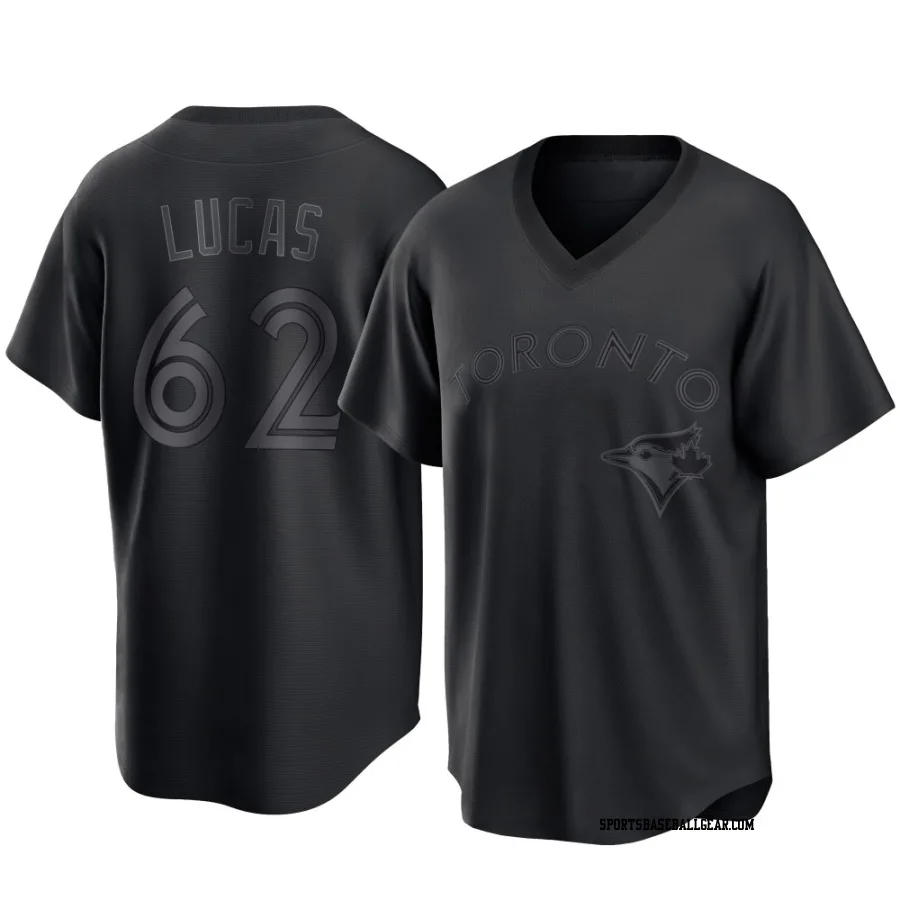 Easton Lucas Men's Toronto Blue Jays Black Replica Pitch Fashion Jersey