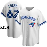 Easton Lucas Men's Toronto Blue Jays White Replica Home Cooperstown Collection Jersey