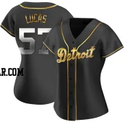 Easton Lucas Women's Detroit Tigers Black Golden Replica Alternate Jersey