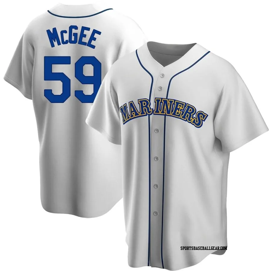 Easton McGee Men's Seattle Mariners White Replica Home Cooperstown Collection Jersey