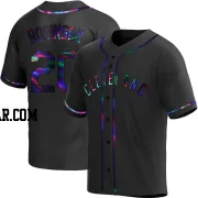 Eddie Robinson Men's Cleveland Guardians Black Holographic Replica Alternate Jersey