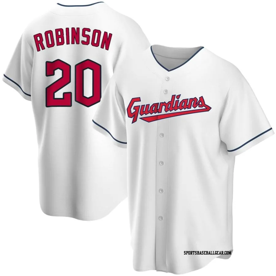 Eddie Robinson Men's Cleveland Guardians White Replica Home Jersey