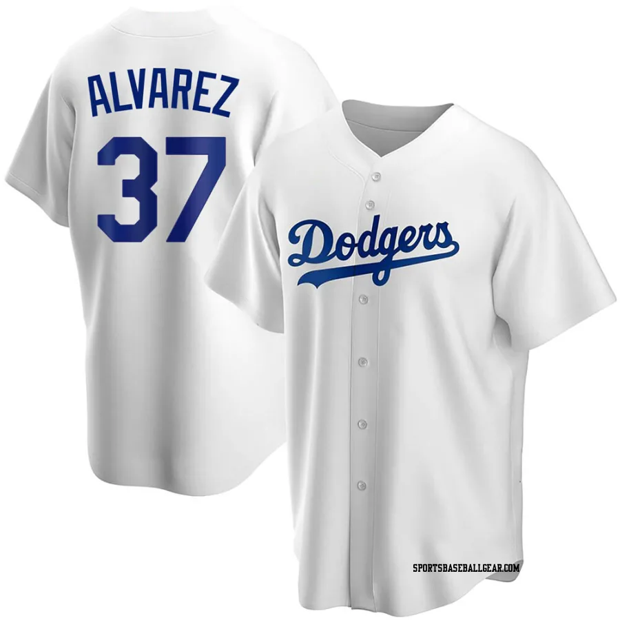 Eddy Alvarez Men's Los Angeles Dodgers White Replica Home Jersey