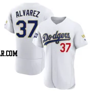 Eddy Alvarez Men's Los Angeles Dodgers White/Gold Authentic 2021 Gold Program Player Jersey