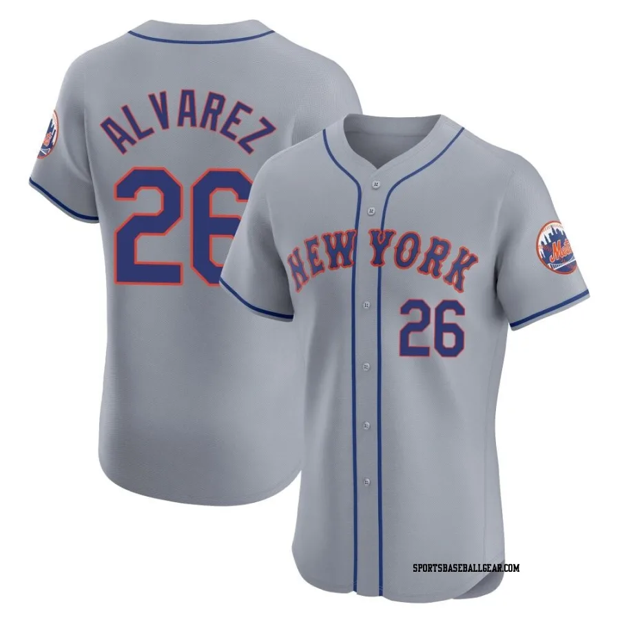 Eddy Alvarez Men's New York Mets Gray Elite Road Jersey