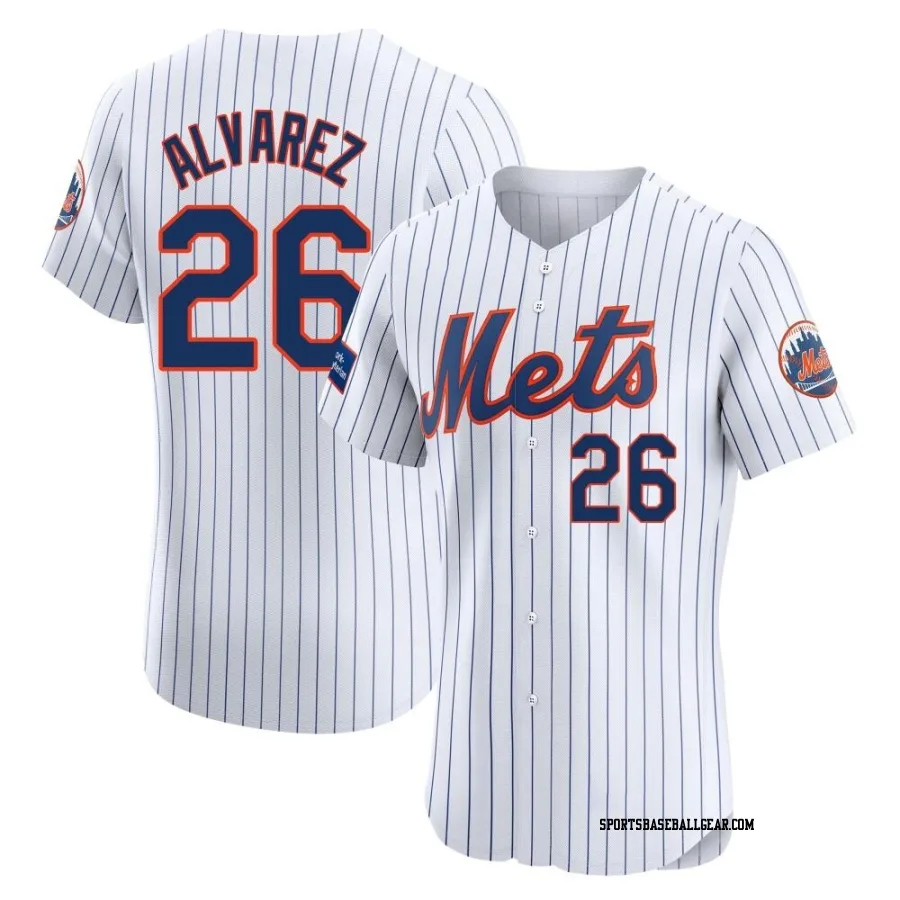 Eddy Alvarez Men's New York Mets White Elite Home Patch Jersey