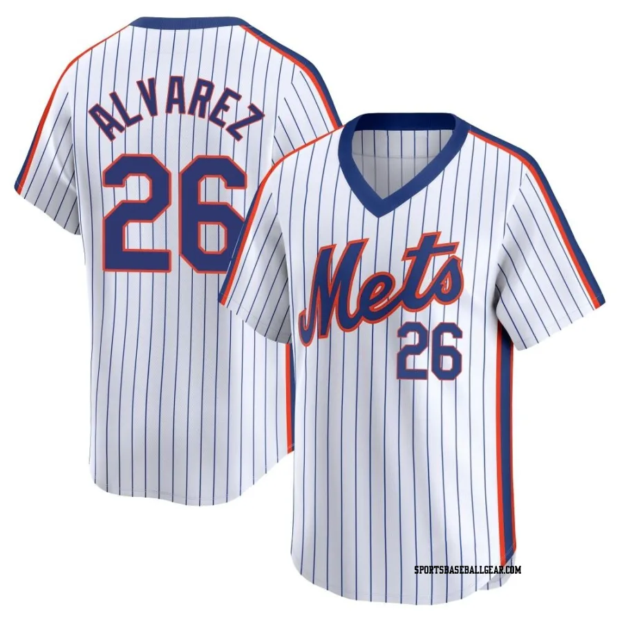 Eddy Alvarez Men's New York Mets White Limited Cooperstown Collection Jersey