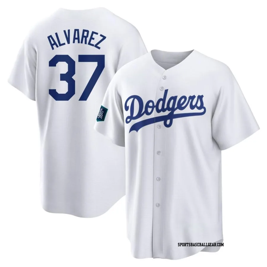 Eddy Alvarez Youth Los Angeles Dodgers White Replica 2024 World Tour Seoul Series Home Jersey