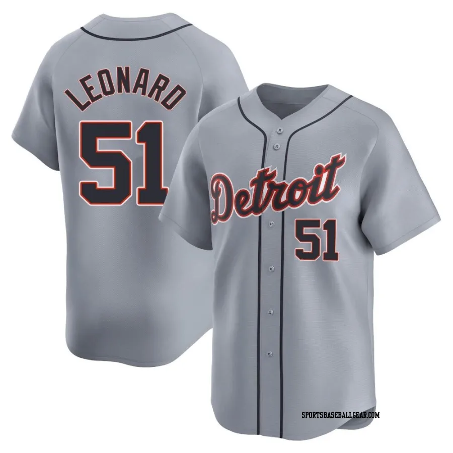 Eddys Leonard Men's Detroit Tigers Gray Limited Road Jersey