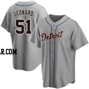 Eddys Leonard Men's Detroit Tigers Gray Replica Road Jersey