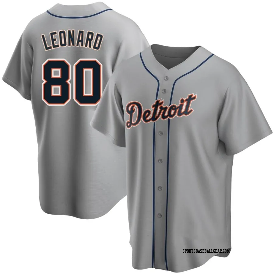 Eddys Leonard Men's Detroit Tigers Gray Replica Road Jersey