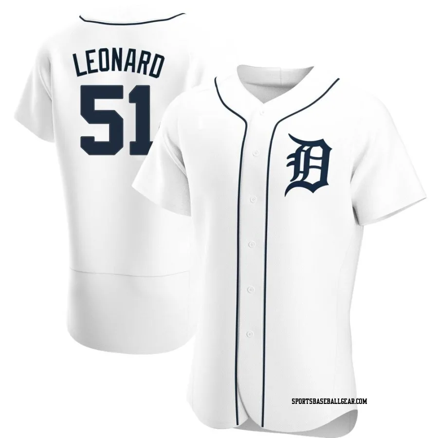 Eddys Leonard Men's Detroit Tigers White Authentic Home Jersey