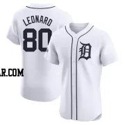 Eddys Leonard Men's Detroit Tigers White Elite Home Patch Jersey