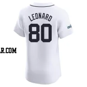 Eddys Leonard Men's Detroit Tigers White Elite Home Patch Jersey