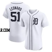 Eddys Leonard Men's Detroit Tigers White Elite Home Patch Jersey