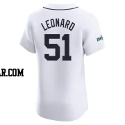 Eddys Leonard Men's Detroit Tigers White Elite Home Patch Jersey