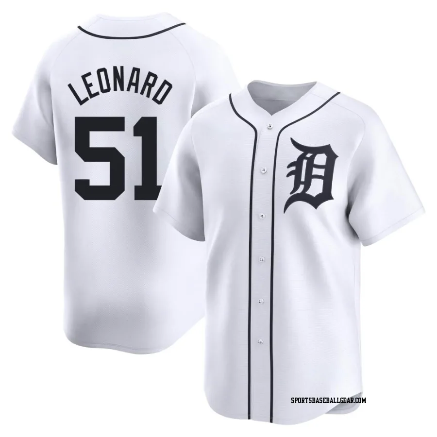 Eddys Leonard Men's Detroit Tigers White Limited Home Jersey